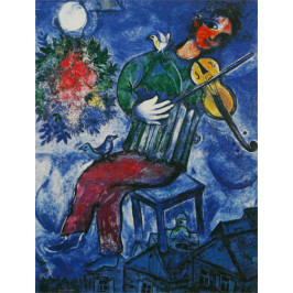 VIOLONISTE BLEU 1947 HUILE SUR TOILE